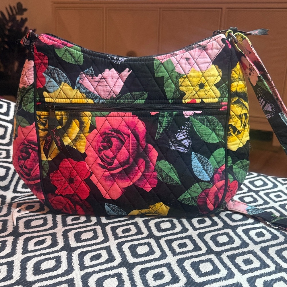 Vera Bradley Black Floral Quilted Shoulder Bag